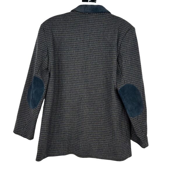 Vintage Braebrook Wool Plaid Blazer Suede Elbow Patch Size 10 Academia Preppy - Picture 2 of 12